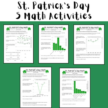 Preview of St. Patrick's Day Math Activities (Test Prep Data Analysis) Printable or Digital