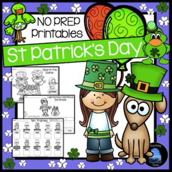 Preview of St Patrick's Day Math Activities and Literacy Worksheets for Kindergarten