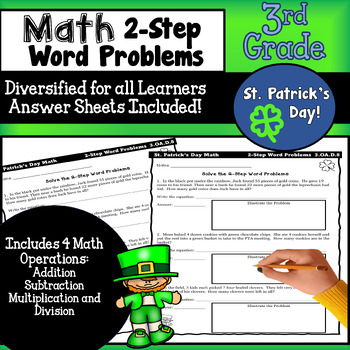 Preview of St. Patrick's Day Math Activities and Worksheets: Two-Step Word Problems!