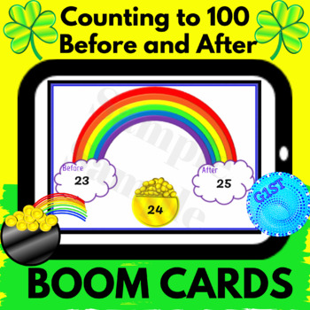 Preview of St. Patrick's Day Math Activity Counting Before and After Numbers BOOM CARDS