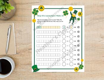 Preview of St. Patrick's Day Math Activity Help the Leprechaun Make 10