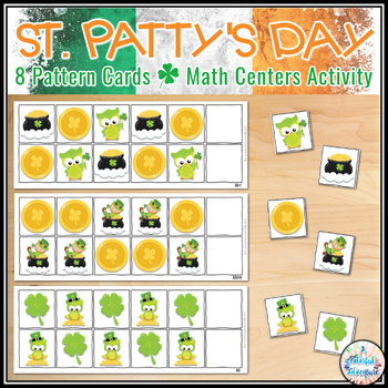 Preview of St. Patrick's Day Pattern Cards Math Centers Activities {Printable and Digital}