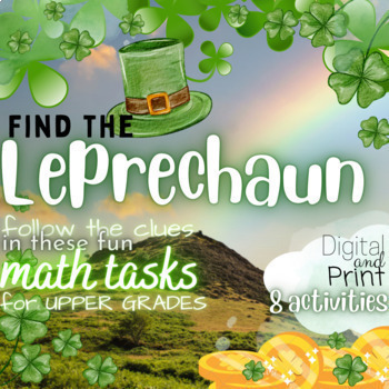 Preview of St Patrick's Day Math Activity Middle School Digital & Print Catch Leprechaun