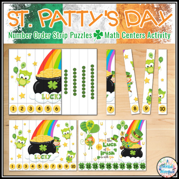 Preview of St. Patrick's Number Order Puzzles Math Centers Activities {Printable Digital}
