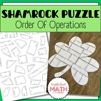 Preview of St Patrick's Day Math Activity SHAMROCK PUZZLE - Order of Operations!