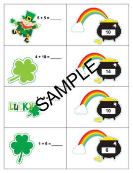 St. Patrick's Day Math Addition to 20 Match Game Cards Activity | TPT