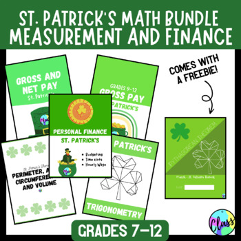 Preview of St Patrick's Day Math BUNDLE | Measurement and Finance for grades 7-12