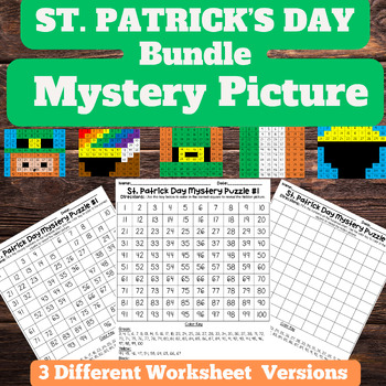 Preview of St. Patrick's Day Math Bundle Mystery Picture|Puzzle| 100 Chart| March Math|