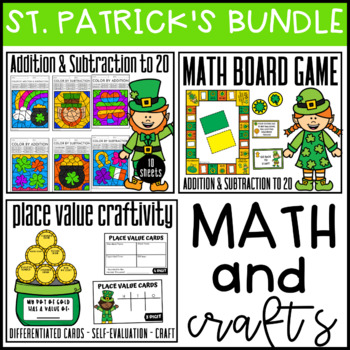 Preview of St. Patrick's Day Math Bundle {Place Value Craft} {Addition and Subtraction}