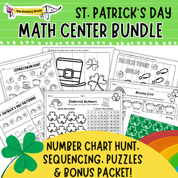 Preview of St. Patrick's Day Math Center Bundle Pack! | LOW-PREP March Number Centers