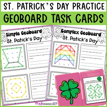 Preview of St. Patrick's Day Math Center Geoboards March St Patty STEM Challenge Task Cards
