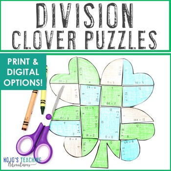 Preview of DIVISION Clover St. Patrick's Day Math Game Activity: St Pattys Shamrock Craft