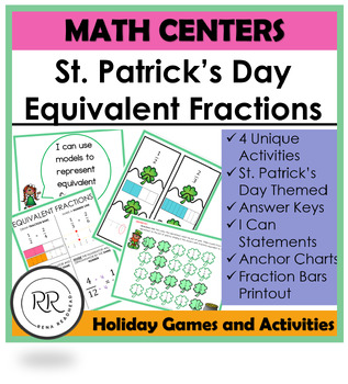 Preview of St. Patrick's Day Math Centers Equivalent Fractions