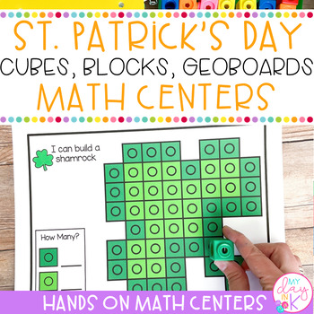 Preview of St. Patrick's Day Math Centers | Geoboards, Snap Cubes, and Pattern Blocks