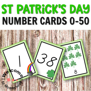Preview of St Patrick's Day Math Centers - Montessori Number Cards 0 to 50