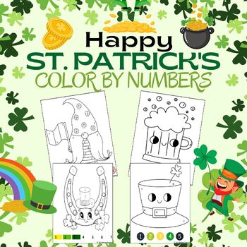 Preview of St. Patrick's Day Math Color by Code Number Coloring Pages Sheets Spring March