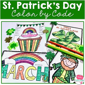 Preview of St. Patrick's Day Color by Number Math Activities - March Math Worksheets