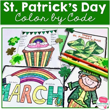 St. Patrick's Day Color by Number Math Activities - March Math Worksheets