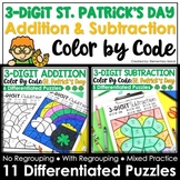 St. Patrick's Day Math Coloring 3-Digit Add & Subtract Col
