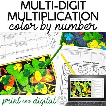 Preview of St. Patrick's Day Math Coloring Multi-Digit Multiplication Practice