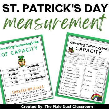 Preview of St. Patricks Day Math Converting Customary Units of Measurement Worksheets