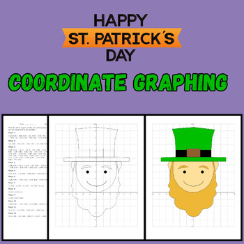 Preview of St. Patrick's Day Math Coordinate Graphing Mystery Picture - Spring Worksheets