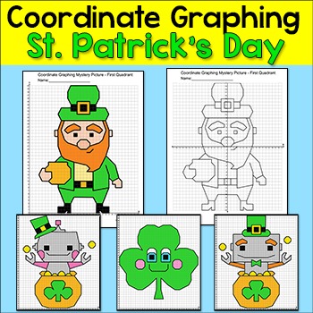 Preview of St. Patrick's Day Math Coordinate Graphing Pictures: Leprechaun March Activities