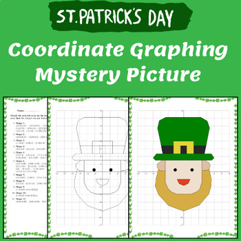 Preview of St. Patrick's Day Math Coordinate Graphing - Plotting & Coloring Mystery Picture