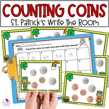 Preview of Counting Coins - St. Patrick's Day Math - Write the Room