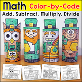 St. Patrick's Day Math Craft 3D Leprechauns Color by Code 