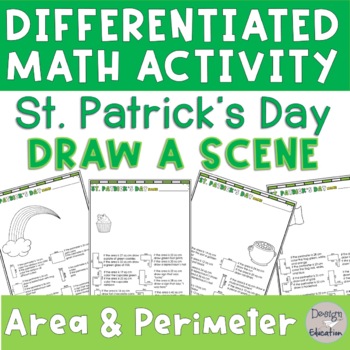 Preview of St Patrick's Day Math Craft | Area and Perimeter Worksheets | Grade 3 Grade 4