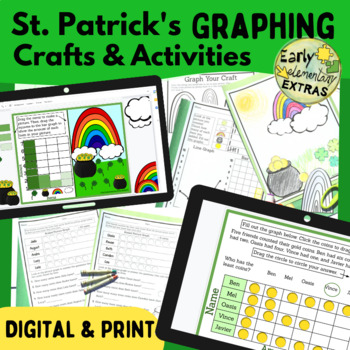 Preview of St. Patrick's Day Math Craft, Graphing Activities, Print and Google Slides™