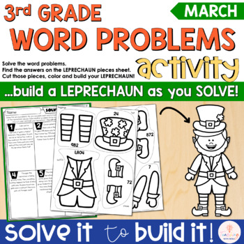 Preview of St. Patrick's Day Math Craft | Spring Math Craft  | 3rd Grade Word Problems