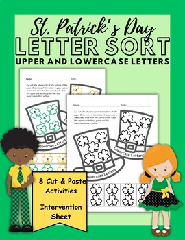 Preview of St. Patrick's Day Math Cut and Paste Activity: Upper and Lowercase Letters