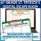 St. Patrick's Day Math Digital Escape Room 6th Grade Mixed
