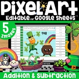 St. Patty's Day Pixel Art Math Addition and Subtraction on