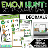 St. Patrick's Day Math Emoji Hunt Decimals Fourth Grade Activity