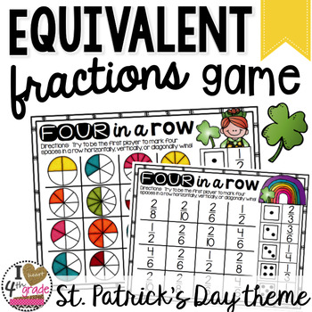 Preview of St. Patrick's Day Math Equivalent Fractions Game