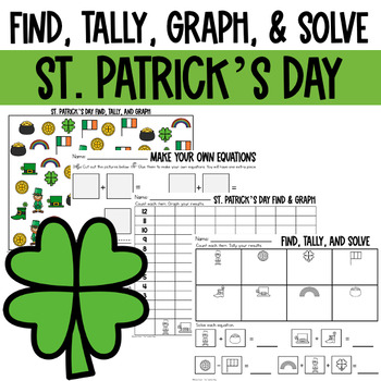 Preview of St. Patrick's Day Math | Find, Tally, Graph, & Solve 
