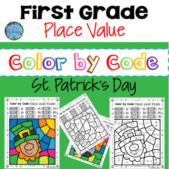 Preview of St. Patrick's Day Math First Grade Place Value (Tens and Ones) Color by Code