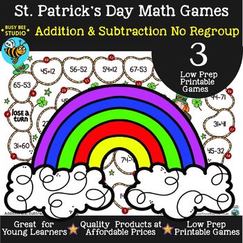 St Patrick's Day 2 Digit Addition and Subtraction No Regrouping Games