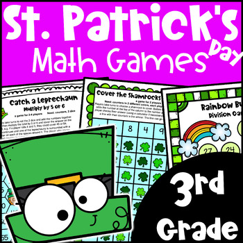 Preview of St. Patrick's Day Math Games 3rd Grade with Shamrocks, Leprechauns & Rainbows