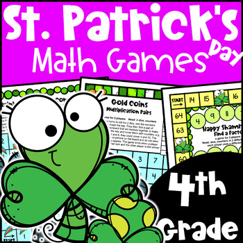 Preview of St. Patrick's Day Math Games 4th Grade with Shamrocks, Leprechauns & Rainbows