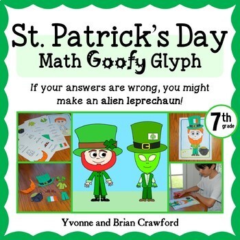 Preview of St. Patrick's Day Math Goofy Glyph 7th Grade | Math Enrichment | Math Fun