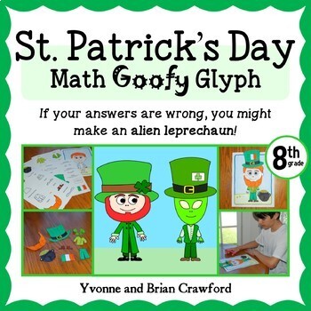 Preview of St. Patrick's Day Math Goofy Glyph 8th Grade | Math Enrichment | Math Fun