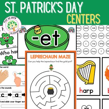 Preview of St. Patrick's Day Math & Literacy Centers | Kindergarten & Elementary Games