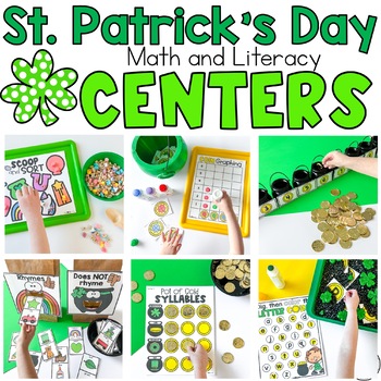 Preview of St. Patrick's Day Math & Literacy Centers Preschool - PreK St. Patrick's Day