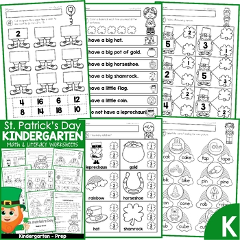 Preview of St. Patrick's Day Math & Literacy Worksheets & Activities No Prep
