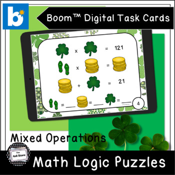 Preview of St. Patrick's Day Math Logic Puzzles Mixed Operation Digital Boom Learning