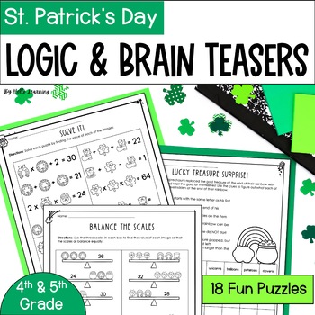 Preview of St. Patrick's Day Math Logic Puzzles and Brain Teasers - March Critical Thinking